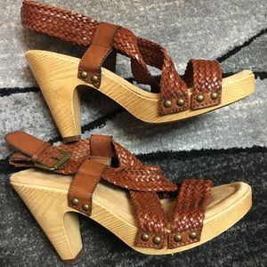 Brown Bass strap heels